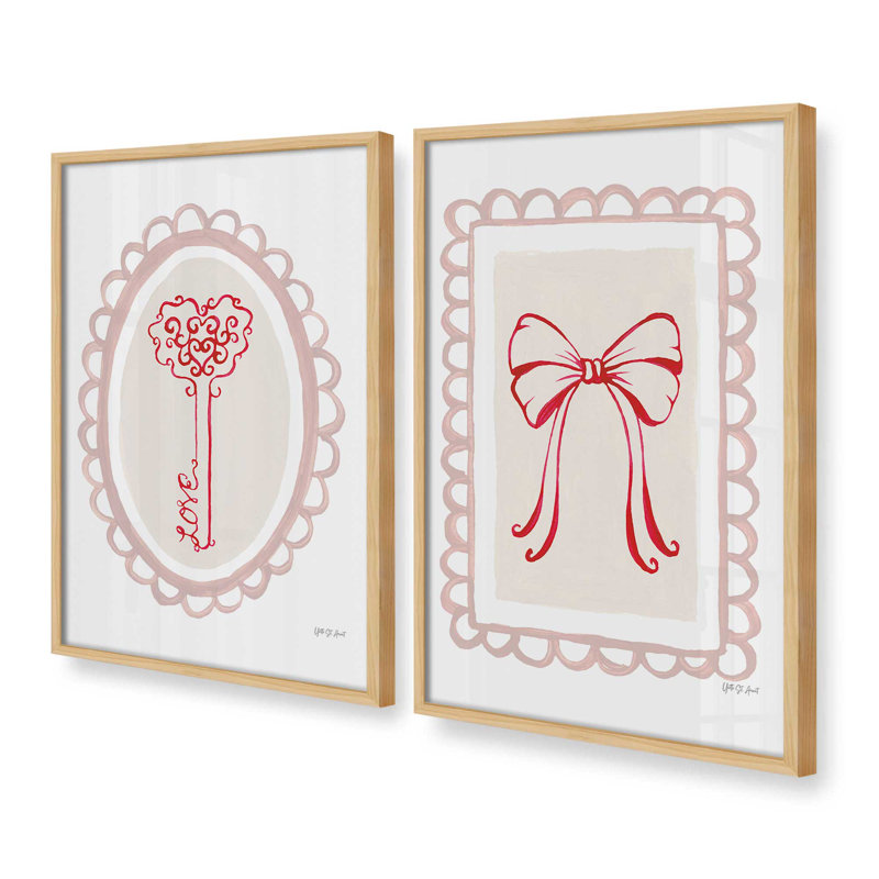 «Key to Love», ensemble de 2 reproductions d'art, 16 po x 12 po, Érable américain