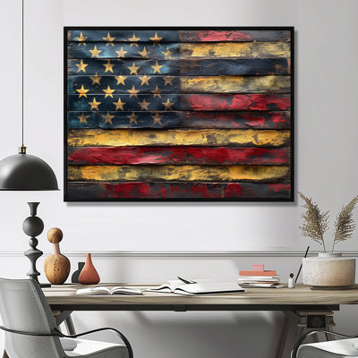 Blue Red American Flag I - Flag Wall Art Print