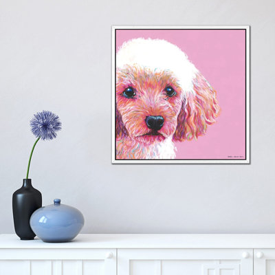 Poodle On Pink, Square by Kirstin Wood - Painting on Canvas