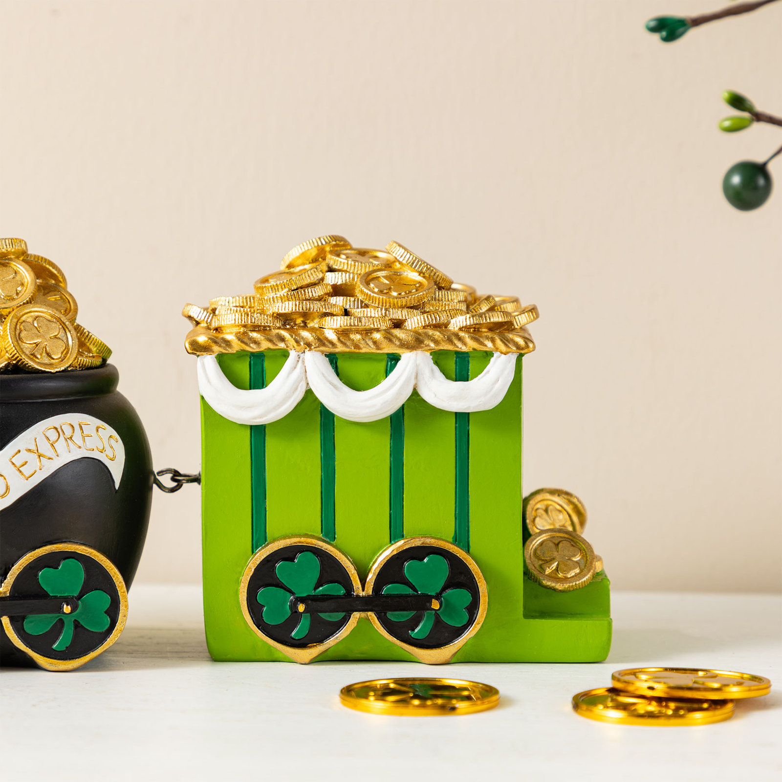 Set Of 3 St.Patrick's Resin Leprechaun Train Table Decor