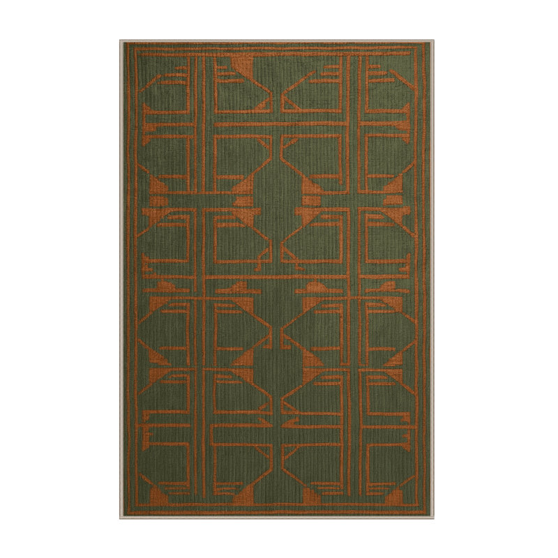 Tapis brun treillis lavable à la machine, Rectangulaire 8 pi x 12 pi