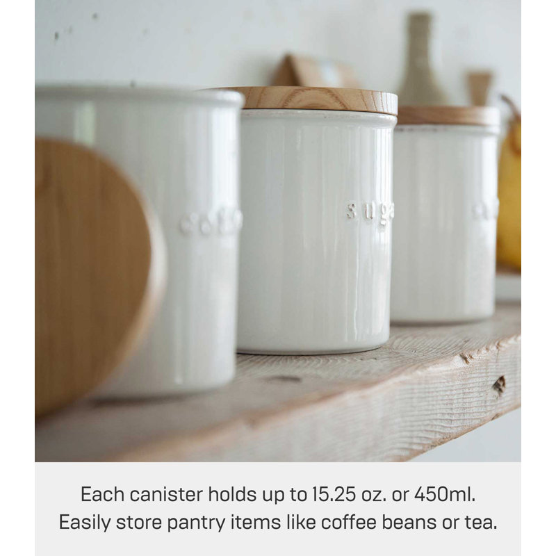 Pot en céramique Yamazaki Home, récipient de rangement pour aliments secs, sel, 15,25 oz., Hermétique