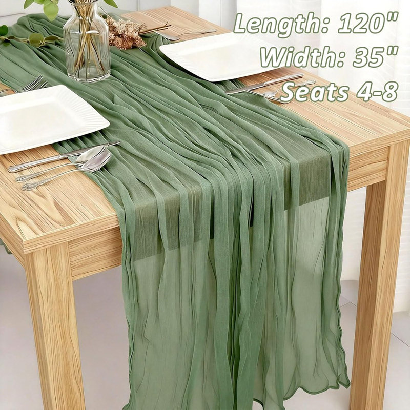 Sage Green Cheesecloth Table Runner – Sage Green –  Boho Rustic Gauze For Weddings, Spring, Easter, And Party Centerpieces