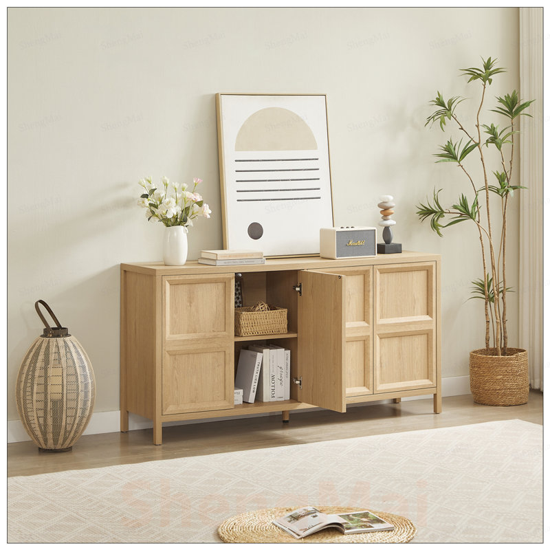 Buffet moderne scandinave avec charnières à fermeture en douceur, ouverture basculante et support mural inclinable pour le rangement dans la chambre à coucher