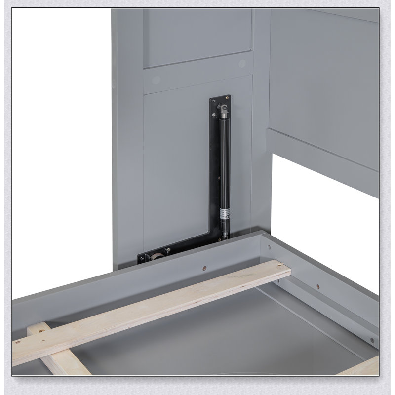 Murphy Bed Cabinet With Outlets, Gray, Queen
