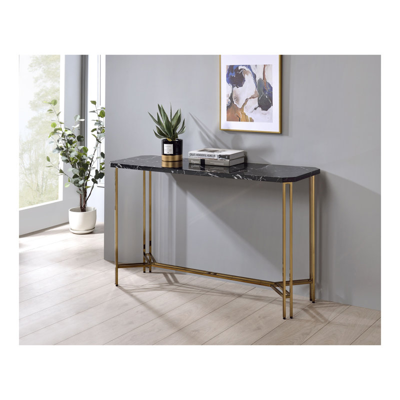 Walter - Table de canapé en laiton incrusté - brun