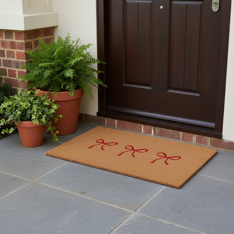 Bow Trio Doormat, Red, 24" W x 36" L