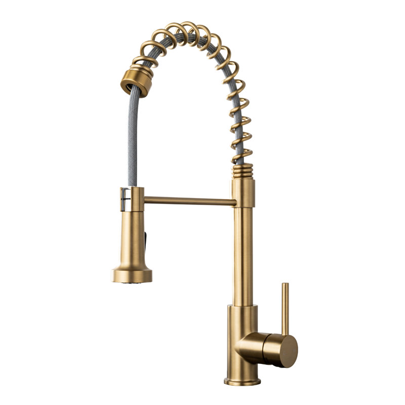 AA Warehousing Pull Out Kitchen Faucet, Brushed Gold