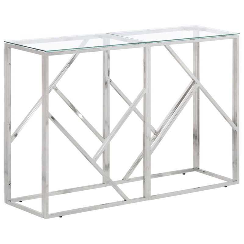 Caddigan Glass Top Console Table, Clear, 70cm H x 110cm W x 30cm L, Silver
