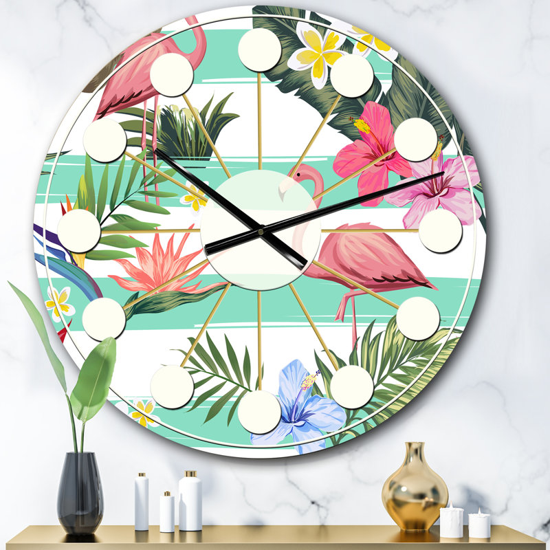 Horloge murale style tropical Mid-Century, Surdimensionné