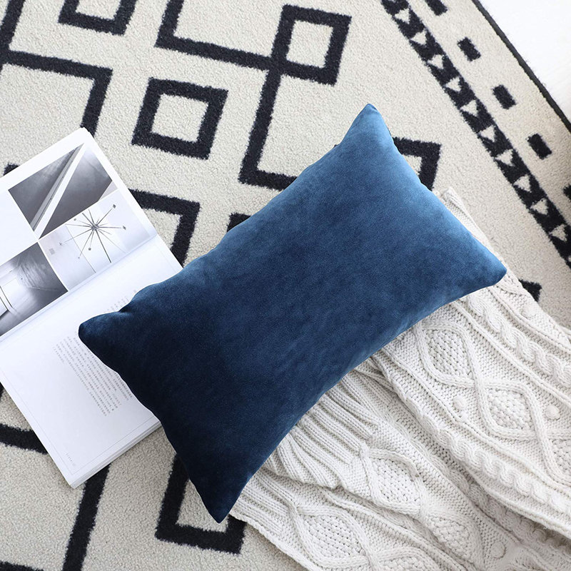 Payson lumbar pillow cover, Dark Blue, 12" H x 20" W