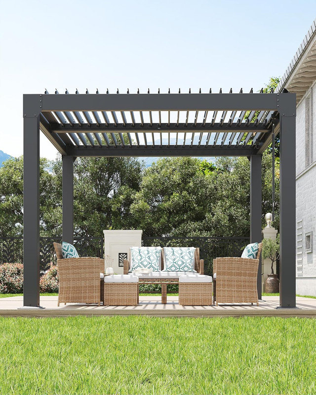 LumiParty Louvered Pergola with Adjustable Roof, Reinforced Aluminum Frame & Drainage System for Patio & Reviews | Wayfair