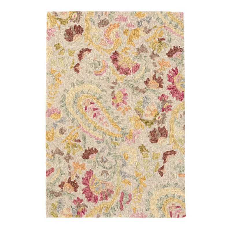 Ines Multi Hand Micro Hooked Wool Rug, Rectangle 6' x 9'