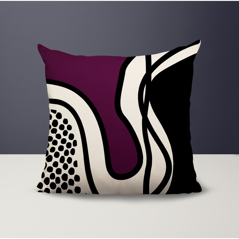 Oreiller carré réversible intérieur / extérieur Vie Abstract, H 15 po x l 15 po, Purple