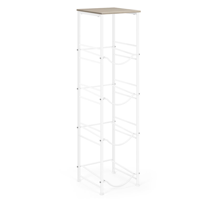 Support de rangement pour bouteilles d'eau à 4 niveaux avec tablette supérieure en chêne gris, H 51 po x l 13 po x P 13 po