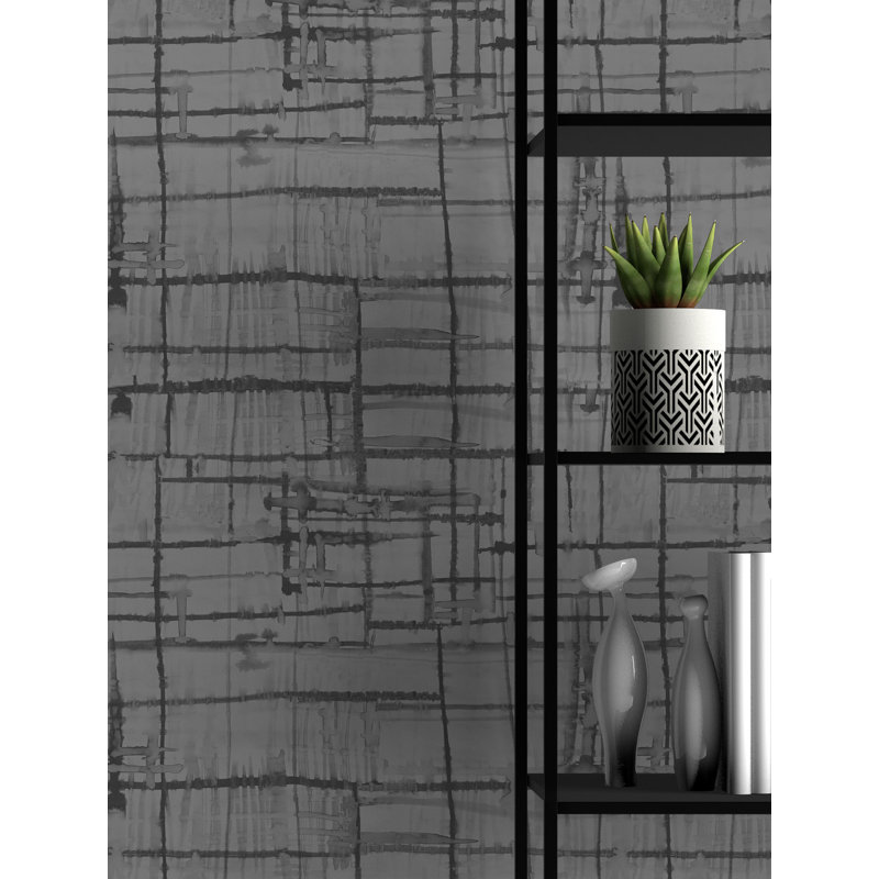 Rouleau de papier peint L 33 pi x l 20,5 po Susan Hable Painterly, Noir