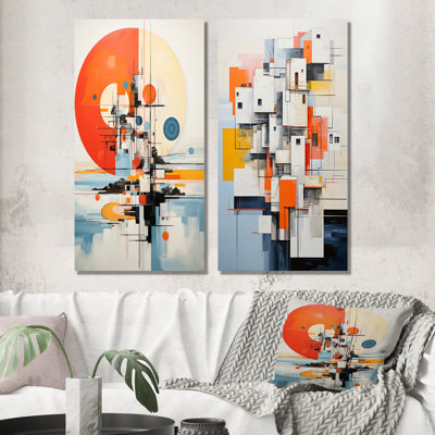 Mysterious Lakes Rivers Landscape - Abstract Collages Canvas Art Print Set Of 2