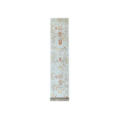 2'7" x 15'7" New Hand Knotted Ivory Wool Runner Oriental Rug - MOA10255811