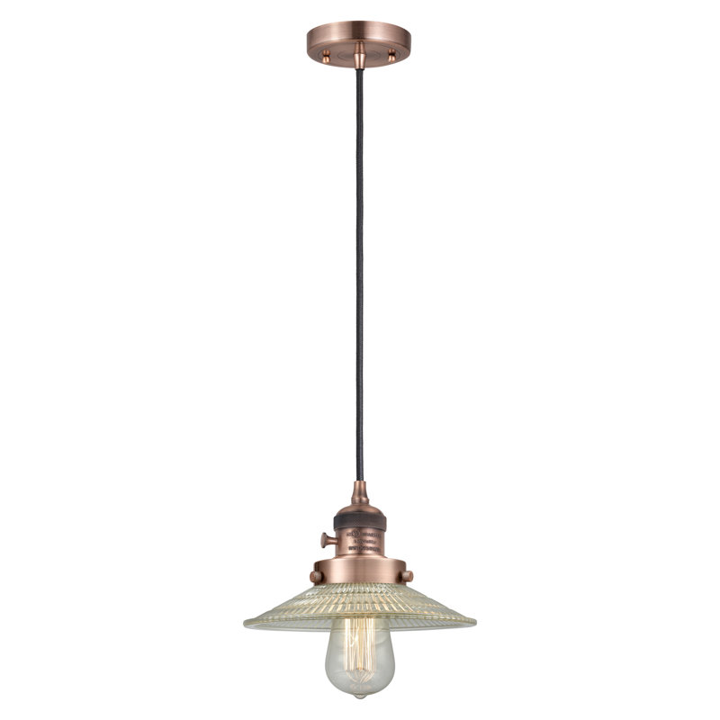 Franklin Restoration - Halophane - Mini-luminaire suspendu à cordon de 9 po - Interrupteur marche / arrêt - Ampoule DEL 