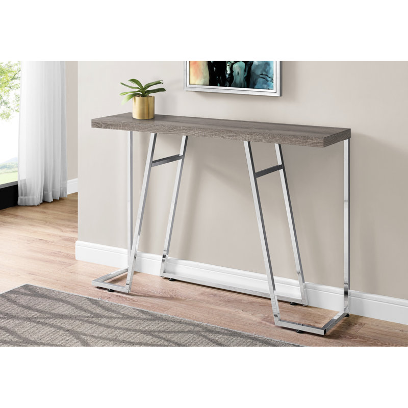 Table d'appoint Contemporary Living - stratifié brun, console multi-usages en métal avec surface en stratifié taupe