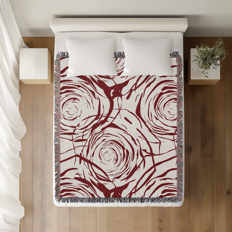 Jeté rose en coton Rose, 50 x 70, Rouge