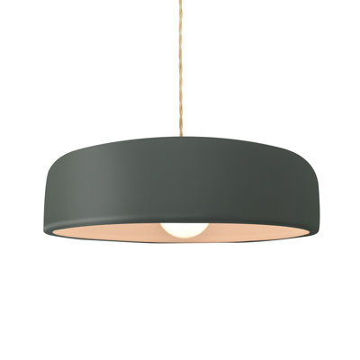 Radiance - Spire 1-Light Pendant - Carbon - Brushed Brass - 16"W x 4.5"H - Dedicated LED - Beige Twist Cord