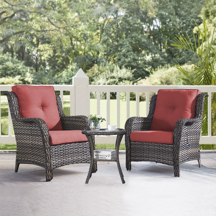 Carolina Wicker 2 - Person Patio Conversation Sets with Cushions