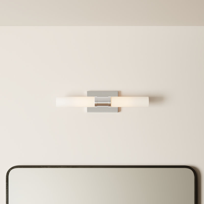 Evelien 2 Light Frosted Dimmable Vanity Light, Brushed Nickel