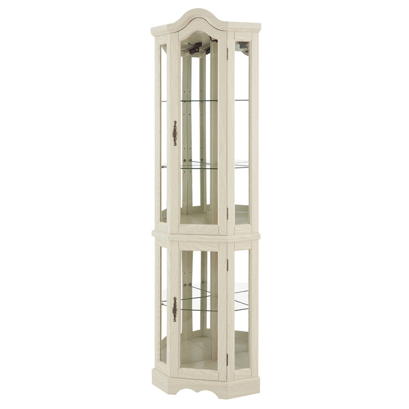 Vitrine de coin lumineuse avec portes en verre trempé, White