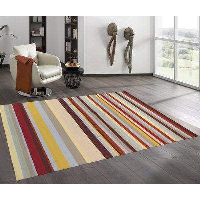 Tapis bleu / rouge / gris en coton noué à la main Anatolian