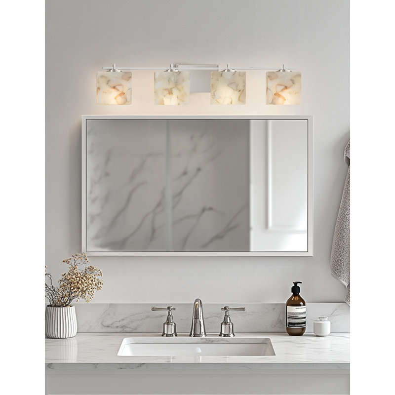 Éclairage pour salle de bain 4 lumières Bouzoun, Nickel brossé