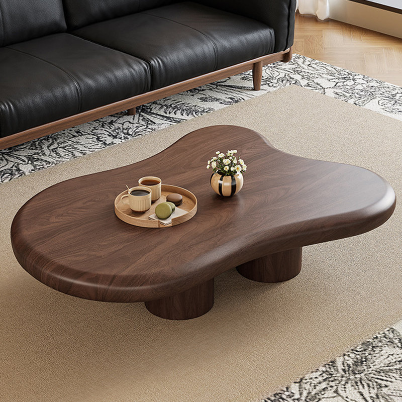 Table basse en noyer massif et bois manufacturé