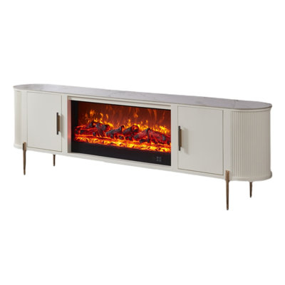 Simple Solid Wood Simulated Fire Electric Decorative Fireplace
