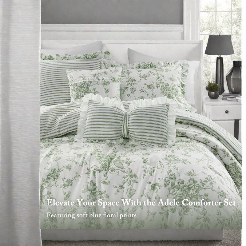 Premium King Bedding Sets, Soft Polyester Floral Ruffle Home Comfort