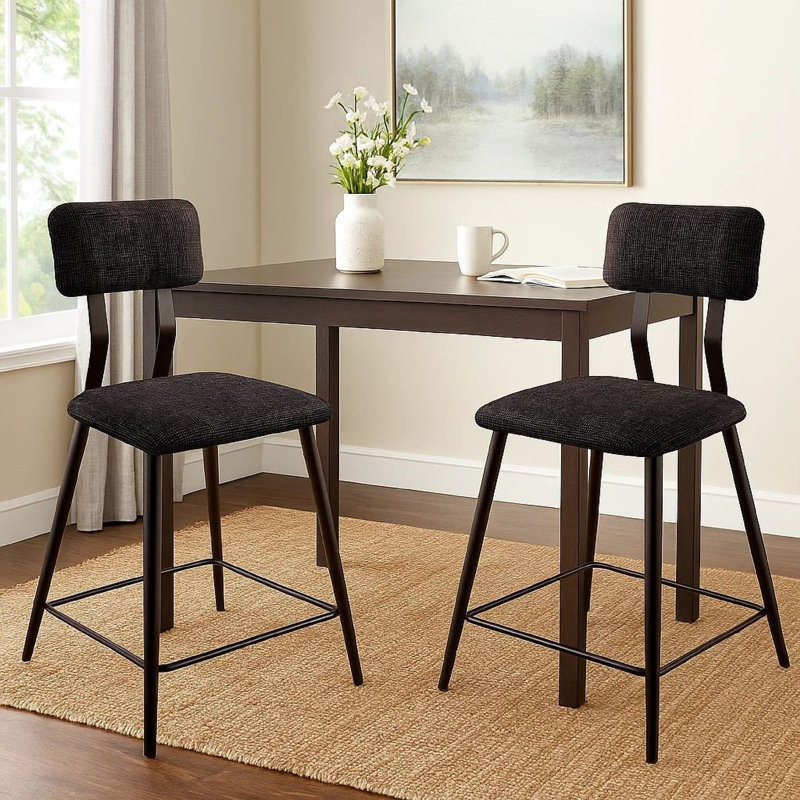 Upholstered Counter Stool with Metal Frame