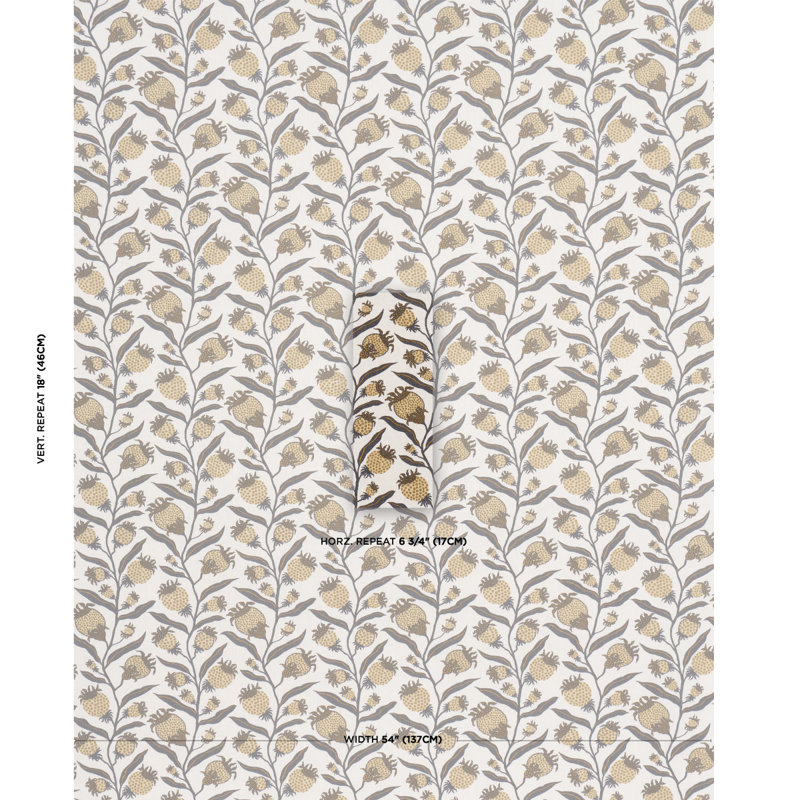 Schumacher x Marian Mcevoy Thistle Vine Fabric, Black & Gold