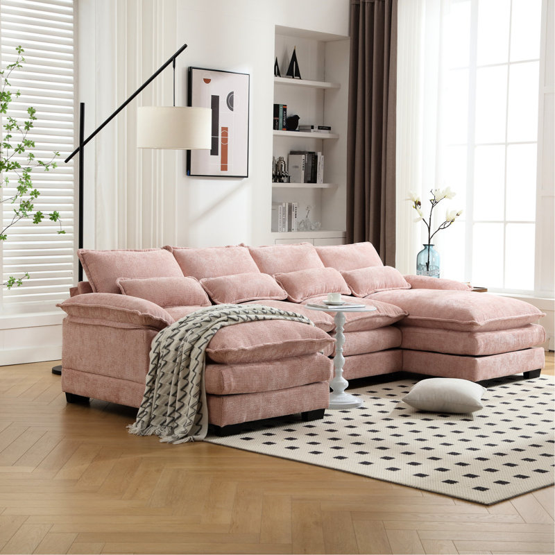 Chenille à la mode avec une éponge confortable et un dossier solide en mousse spacieuse, Rose