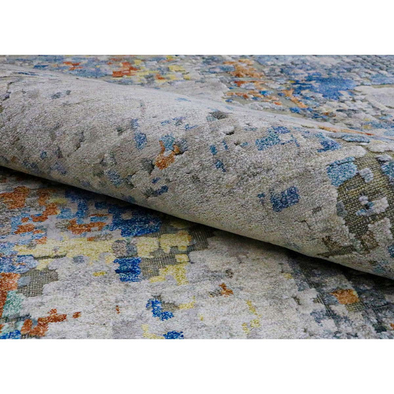 Hand Knotted Abstract Area Rug, Rectangle 2' x 3'
