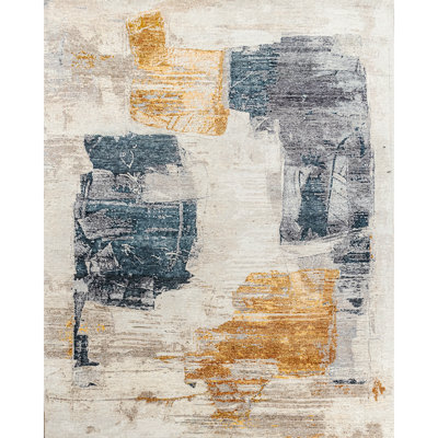 Abstract Area Rug in Gold