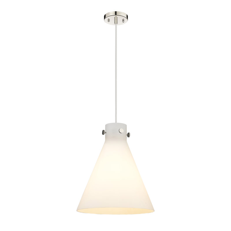 1 - Light Single Drop Pendant Pendant, 16.5" H x 14" W x 14" D, Matte White, Polished Nickel