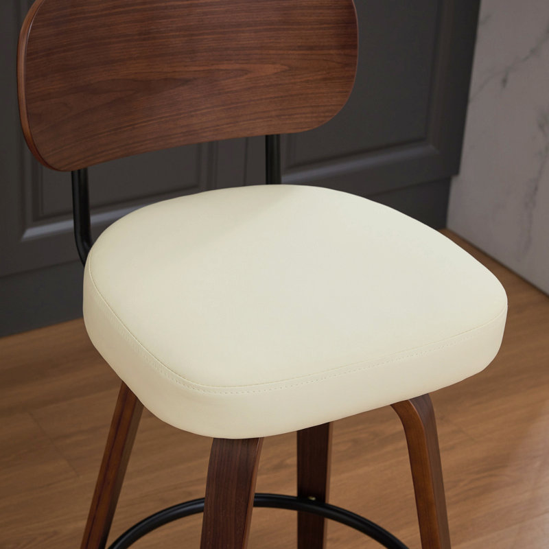 Ensemble de tabourets de bar pivotants, tabourets de bar à hauteur de comptoir revêtus de similicuir de 26 po, tabourets de style Mid-Century