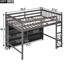 Lit mezzanine double gris avec 8 tablettes et - Conception peu encombrante pour les familles,