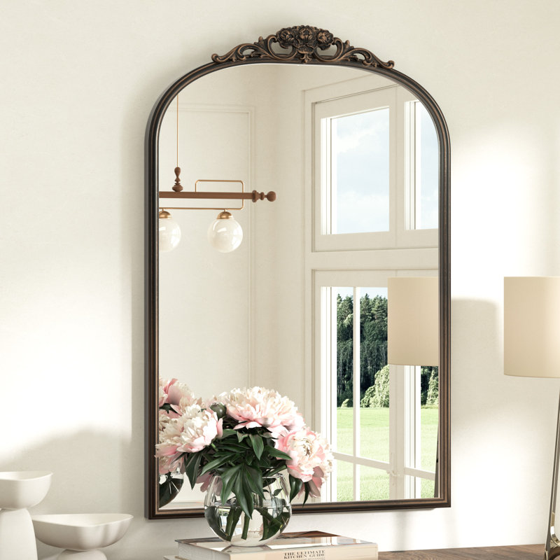 Arnott Arch Decorative Wall Accent Mirror with Baroque Metal Frame, 36" x 24", Antique Bronze