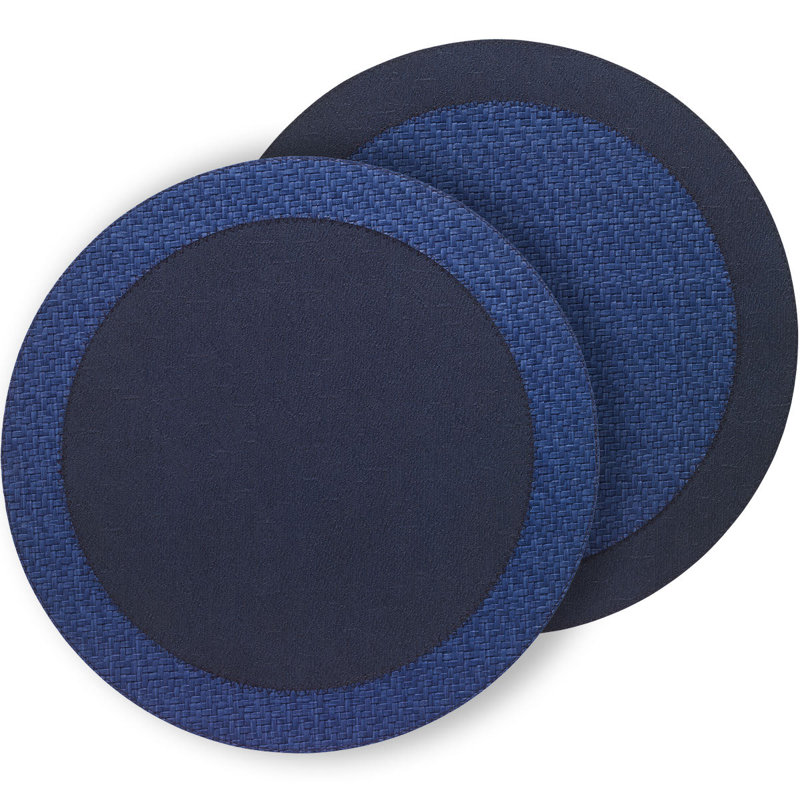 Halo Vinyl Round Placemat, Navy/Delft