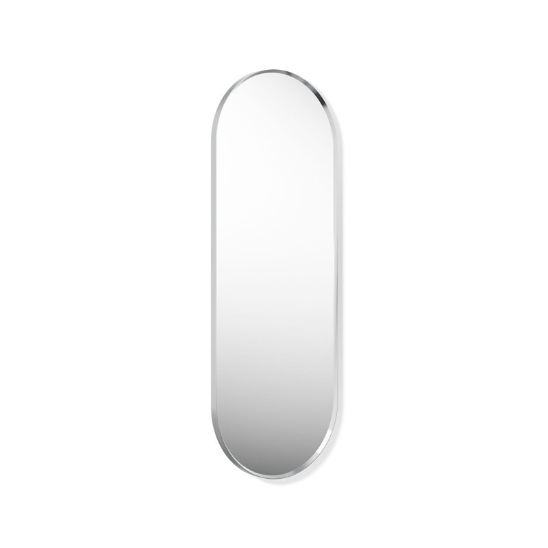 Essential Capsule Wall Mirror, Bathroom/Vanity Mirror with Frame, Polished Chrome, 60" x 22"