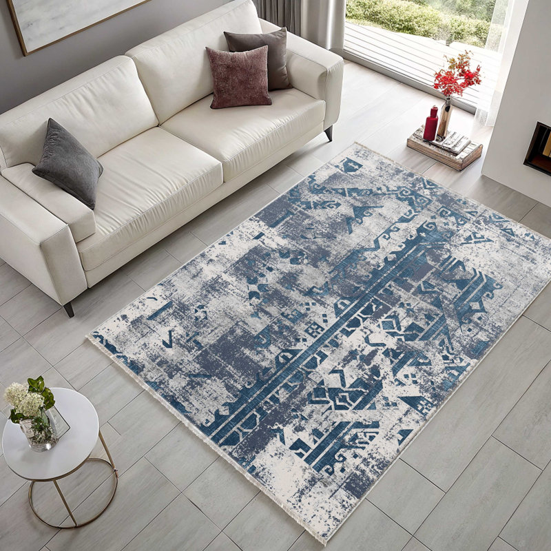 Couloir de cuisine en chenille bleu marine gris anthracite, Rectangle 2 pi 8 po x 13 pi 2 po