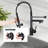 Pull-Down Spray Kitchen Faucet, High Arch Spring, Stainless Steel Single Handle Kitchen Faucet With Spray Head.-113399791