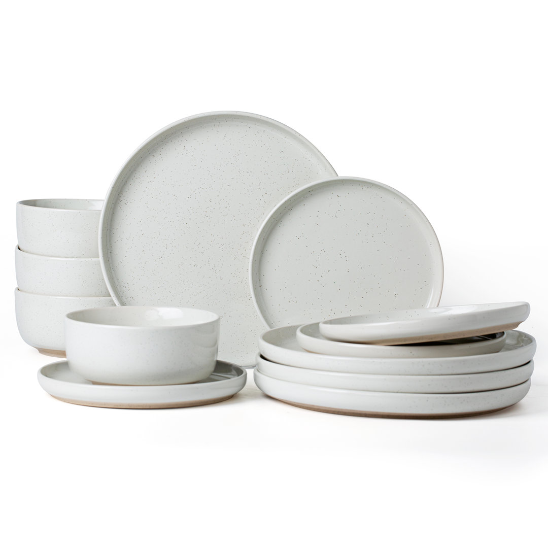 12 Piece Stoneware Dinnerware Set - Service for 4