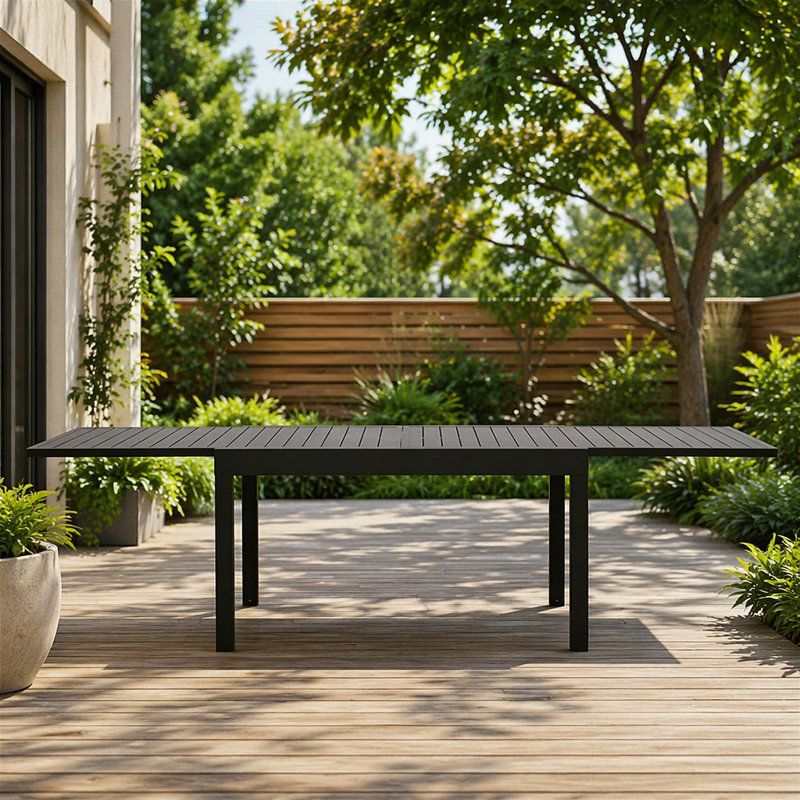 Grande table de salle à manger extensible d'extérieur réglable en métal et aluminium de 53 po à 106 po pour 6 à 8 personnes