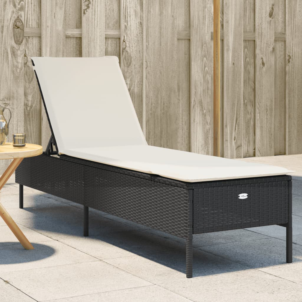 Vidaxl Sonnenliege Mit Auflage Grau Poly Rattan